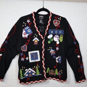 Studio Black Holiday Cardigan Sweater